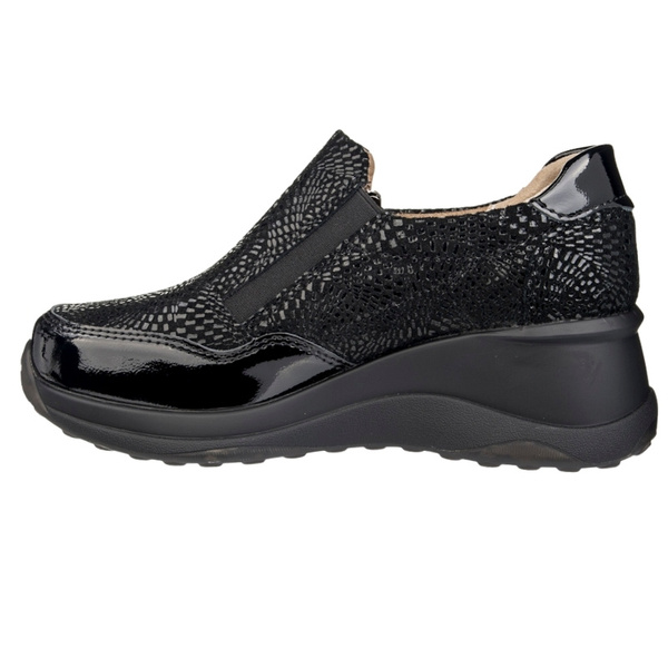 Skózane półbuty damskie na koturnie Filippo DP6473/25 BK PT dwa zamki