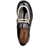 Lakierowane półbuty loafersy damskie Artiker 55C0413 czarne skórzane
