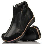 Czarne Botki damskie Filippo DBT3950/25 BK wygodne na haluksy skórzane