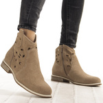 Skórzane Kowbojki damskie T.Sokolski HX Z25-166 beżowe ażurowe