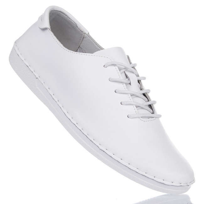 Białe półbuty wiązane damskie D&A S. Barski LR645 skórzane