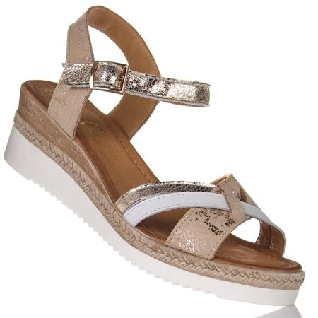 Sandały na koturnie damskie Contes 509 S crate beżowe