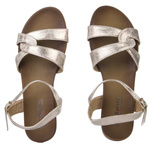 Złote płaskie sandałki damskie S. Barski 022 LT. GOLD casual