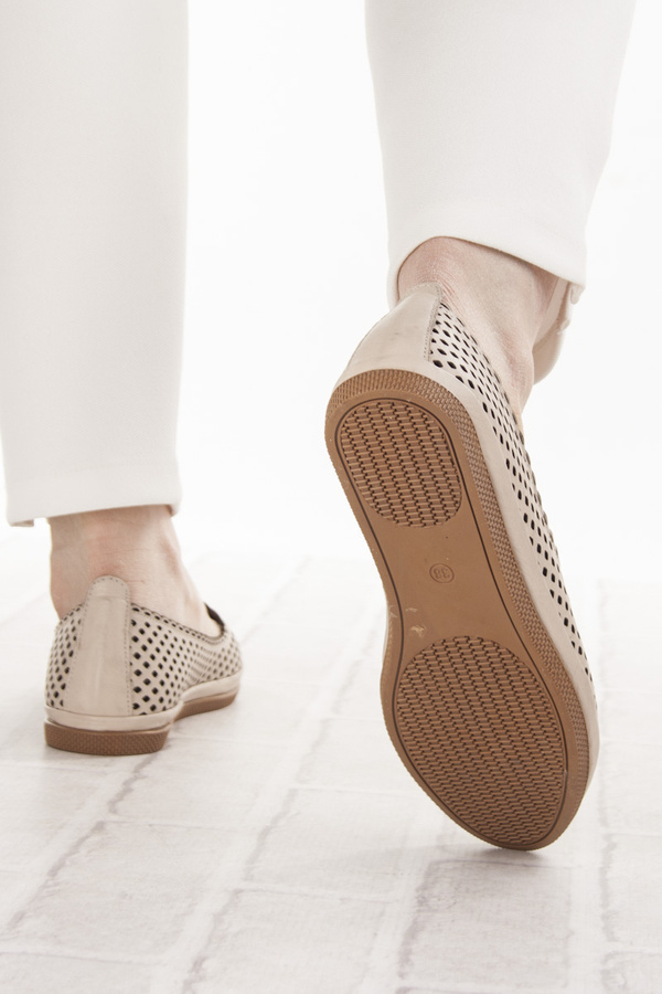 Baleriny ażurowe damskie beżowe skórzane Sokolski EN W25-476 beige