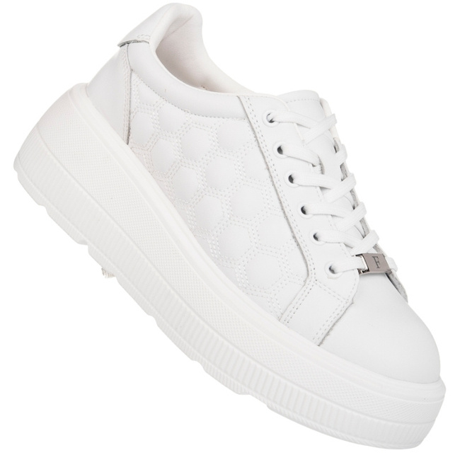 Białe sneakersy na platformie damskie skórzane Filippo DP7285/25 WH