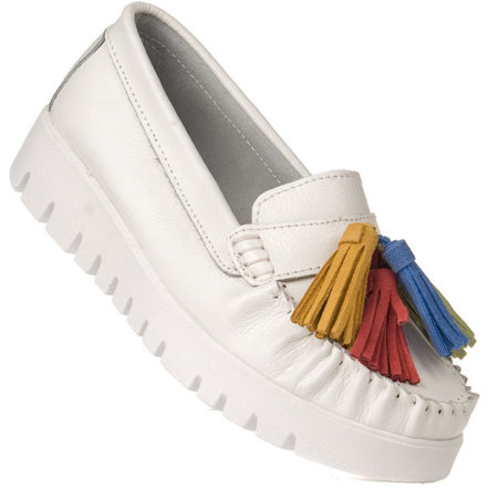 Mokasyny skórzane Filippo DP3535/22 WH biały