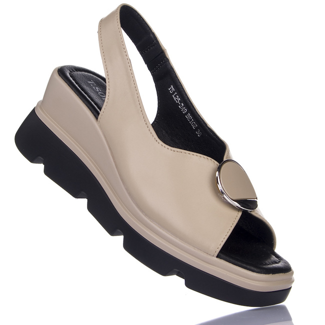 Sandały na koturnie beżowe damskie T.Sokolski L25-249 beige