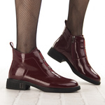 Lakierowane Botki z ozdobami D&A S.Barski MR52-118 wine bordowe skórzane