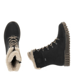 Botki workery damskie Rieker Y3424-00 czarne zimowe z futerkiem