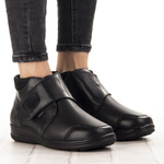 Skórzane botki damskie na rzepy Axel 1726 czarne tęgość H na haluksy