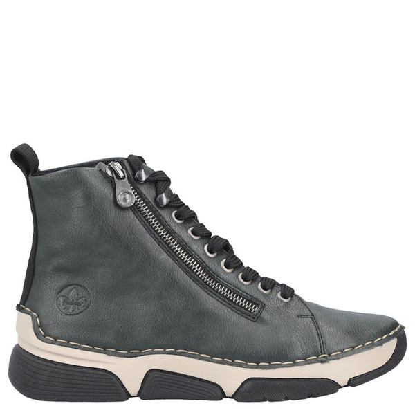 Zielone Botki damskie Rieker 45920-54 green sneakersy na grubej podeszwie