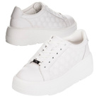 Białe sneakersy na platformie damskie skórzane Filippo DP7285/25 WH