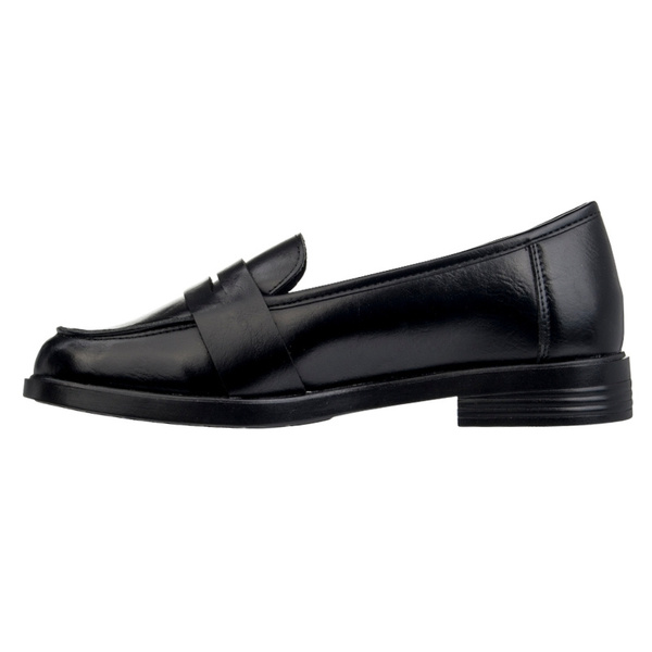 Czarne lordsy Potocki 12442 BK eleganckie półbuty wsuwane