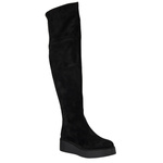 Czarne Kozaki materiałowe na koturnie damskie Filippo DKZ7452/25 BK za kolano