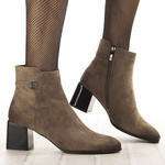 Zamszowe botki damskie Potocki 12743KH beżowe ocieplone wygodne