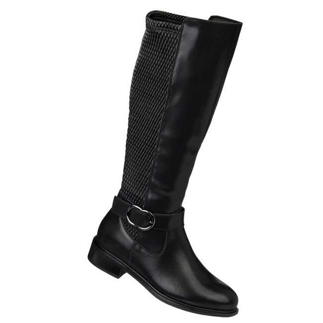 Czarne płaskie kozaki damskie Filippo DKZ7437/25 BK ze stretchem