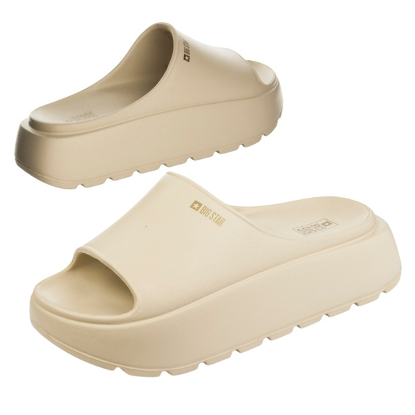 Damskie Klapki na platformie Big Star RR274A569 beżowe eva lekkie