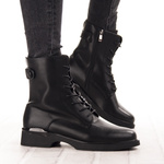 Skórzane Botki damskie T.Sokolski HW 39 BLK czarne ocieplane trzewiki