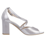 Srebrne sandałki skórzane damskie Kotyl 4317 srebrny ef buty ślubne