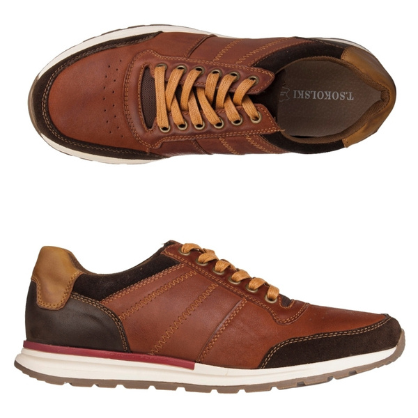 Skórzane sneakersy męskie T.Sokolski CH W25-361 brązowe wiązane