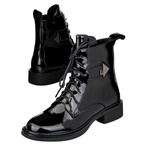 Czarne botki lakierowane damskie Filippo DBT7315/25 BK skórzane