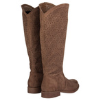 Ażurowe kozaki S. Barski HY52-533 coffee zamszowe brązowe beżowe