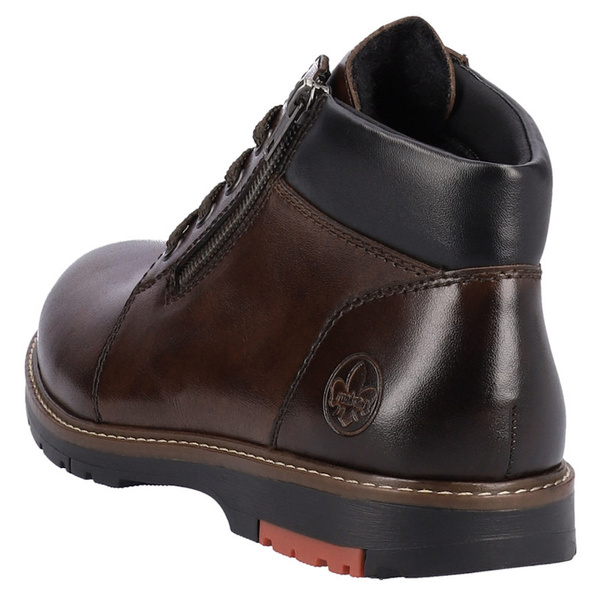 Trzewiki męskie zimowe Rieker 10502-25 brown brązowe skórzane ciepłe