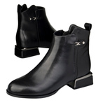 Czarne eleganckie botki damskie Filippo DBT7382/25 BK skórzane ocieplone