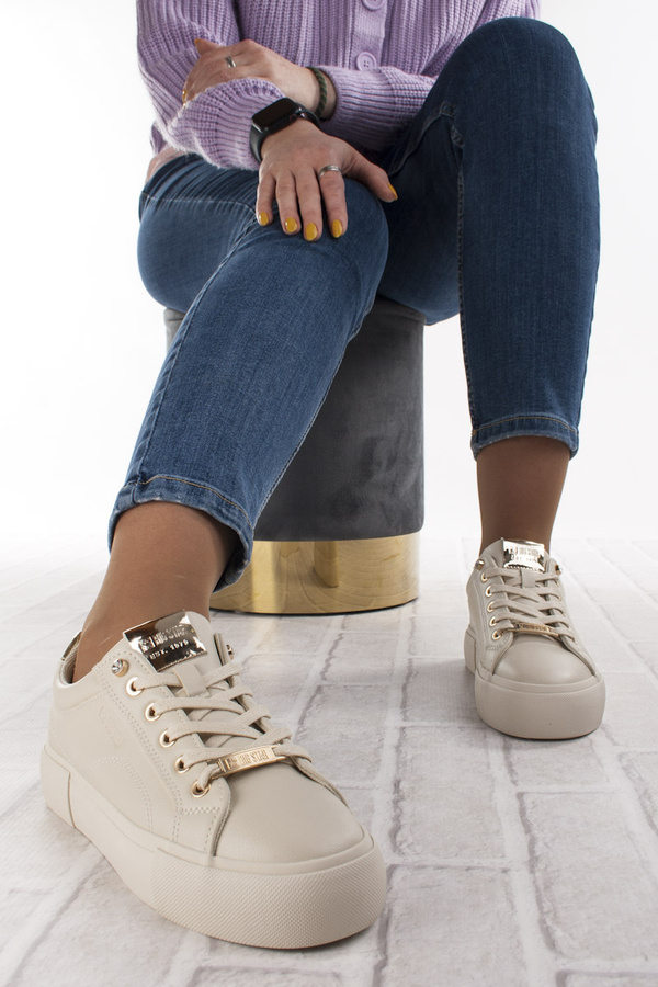 Tenisówki Big Star NN274210 beżowe sneakersy licowe sportowe