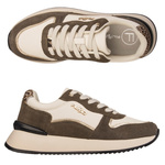 Sneakersy sportowe na platformie damskie Filippo DP7103 WH BR skórzane