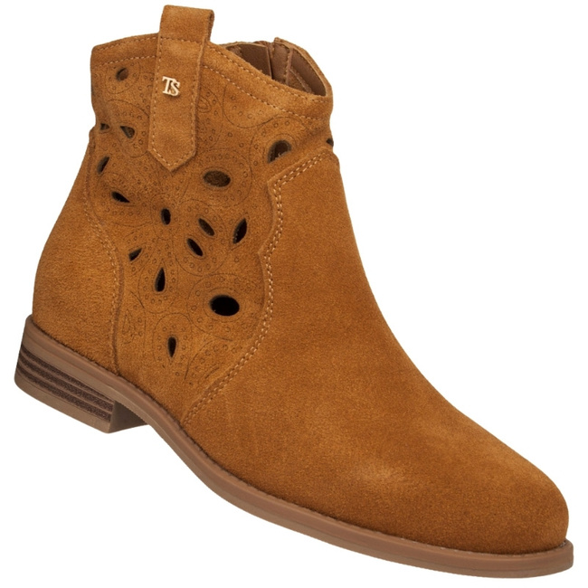 Skórzane Kowbojki damskie T.Sokolski HX Z25-166 rude ażurowe