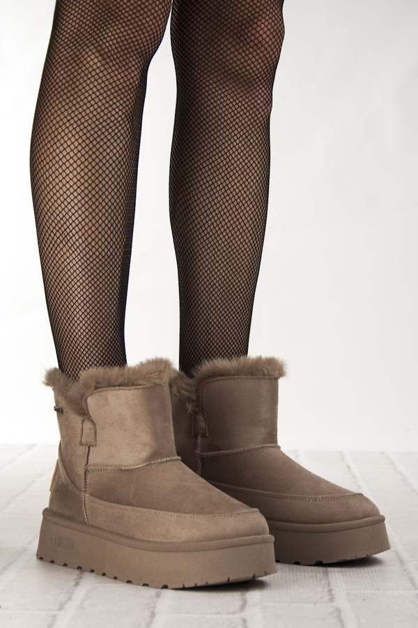 Śniegowce damskie mukluki Big Star SS274117 beżowe ciepłe z futerkiem