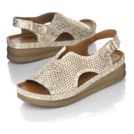 Skórzane Sandały damskie Maciejka L4494-25 złote na platformie