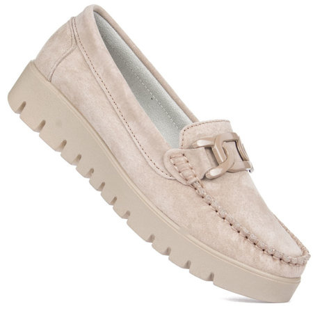 Mokasyny skórzane Filippo DP3334/24 beż