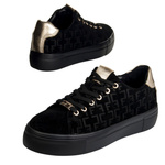 Czarne sneakersy na platformie damskie Filippo 6850/25 skórzane zamszowe