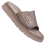 Polskie skórzane klapki damskie Lemar 40442 BF. Taupe beżowe wygodne