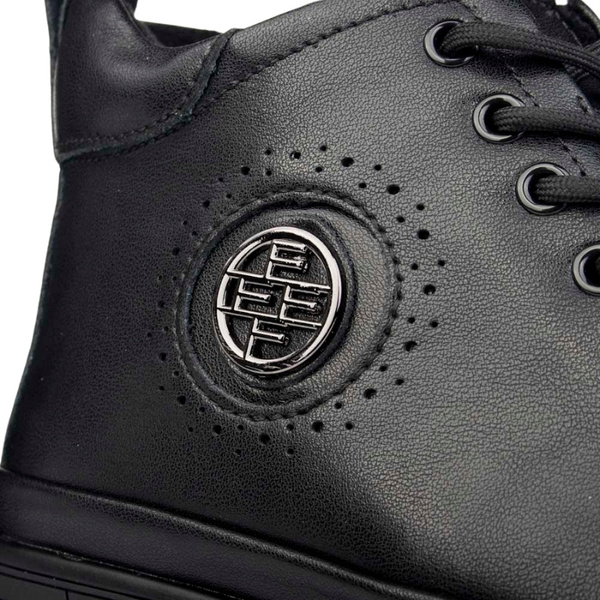 Czarne Botki na platformie damskie Filippo DBT4215/25 BK BK skórzane