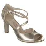 Złote sandałki na słupku Kotyl 4347 złoty lico skórzane buty taneczne