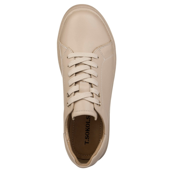 Beżowe półbuty skórzane T.Sokolski J24-213 sportowe lekkie wiązane