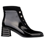 Lakierowane Botki damskie D&A S.Barski MR52-144 czarne skórzane