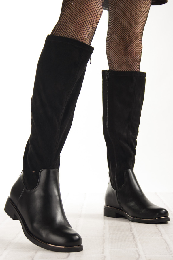 Czarne Kozaki damskie na obcasie damskie Filippo DKZ7332/25 BK ocieplone 