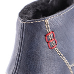 Granatowe Botki trzewiki damskie Rieker 55002-14 ciepłe zimowe