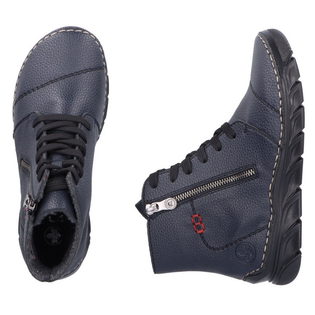Granatowe Botki trzewiki damskie Rieker 55034-14 blue ciepłe zimowe