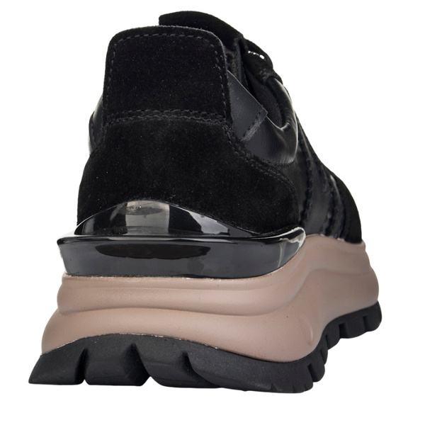 Czarne sneakersy na platformie damskie Filippo DP7408 BK skórzane