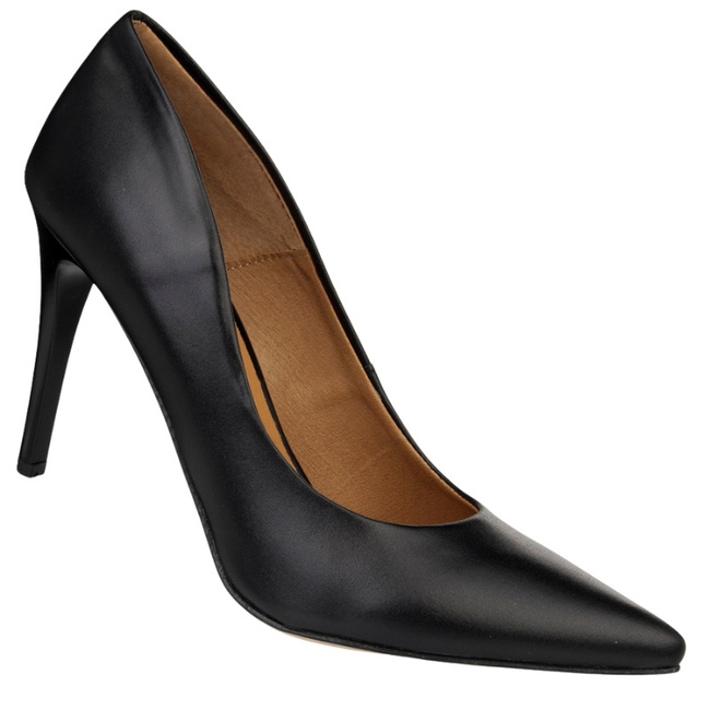 Wysokie Szpilki damskie Prestige 2112 k-lico czarne skórzane polskie