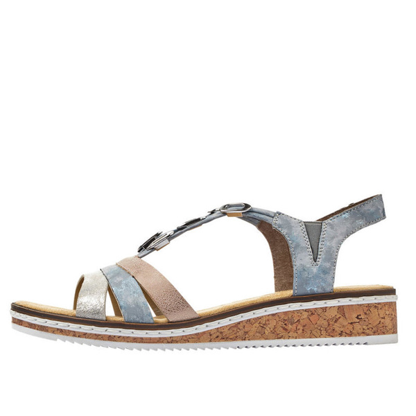 Sandały damskie Rieker V36G4-40 bleu kombi niebieskie wygodne lekkie