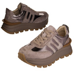 Beżowe sneakersy na platformie damskie Filippo DP7408 TP skórzane