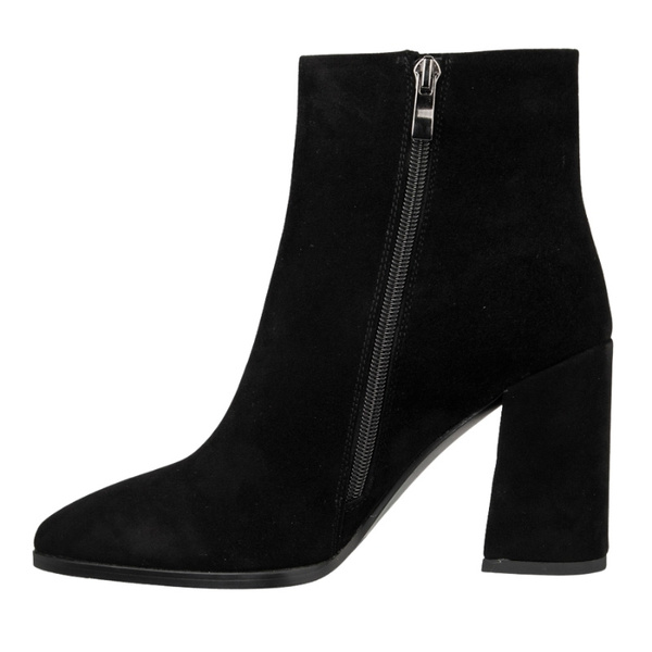 Zamszowe botki na obcasie damskie Venezia V426-00669-02BLA czarne