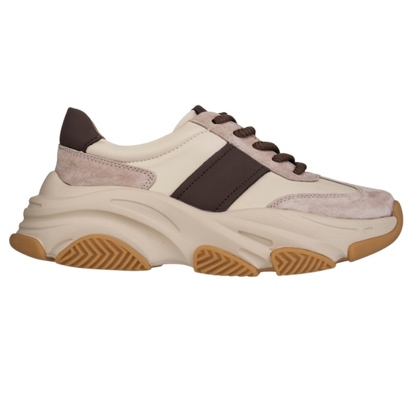 Beżowe sneakersy na platformie damskie Filippo DP7113 BE skórzane