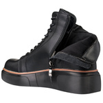 Czarne Botki na platformie damskie Filippo DBT7128/25 BK skórzane